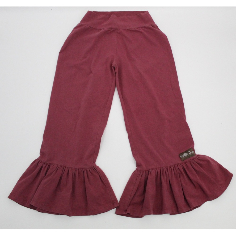 Matilda Jane Burgandy Rose Staycation Big Ruffles Pants Sm Lagenlook Cottagecore